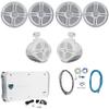 Rockville RMSTS65S Bundle: (4) Silver 6.5 in 800W Waterproof Marine Speakers, (2) RWB90W White 8-in 300W Wakeboard Tower Speakers, RXM-S6 2600W 6-Ch Marine Amplifier, RMWK4 Amp Kit, 8-Items view 1