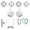 Rockville RXM-S6 Bundle: 2600W Marine 6 Ch Amplifier with PA Mic, (4) RMSTS65W 6.5" 800W Per Pair 2-Way Boat Speakers, (2) RWB90W 8" 300W Wakeboard Tower Speakers, RMWK4 4 AWG Amp Install Kit, 8-items view 1