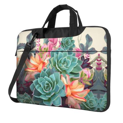 BAGGUS Colorful Succulent Print Laptop Bag Neoprene Notebook Computer Messenger Briefcase Cover Pouch Sleeve W/Adjustable Strap