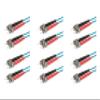 SpeedyFiberTX 6-Pack 8 Meter ST to ST Fiber Optic Patch Cable, Red and Black Boots, Corning ClearCurve Multimode OM3 50/125um Optical Fiber, Duplex Aqua Riser OFNR Cable Jacket view 1