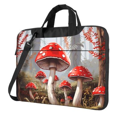 BAGGUS Red Mushrooms Print Laptop Bag Neoprene Notebook Computer Messenger Briefcase Cover Pouch Sleeve W/Adjustable Strap
