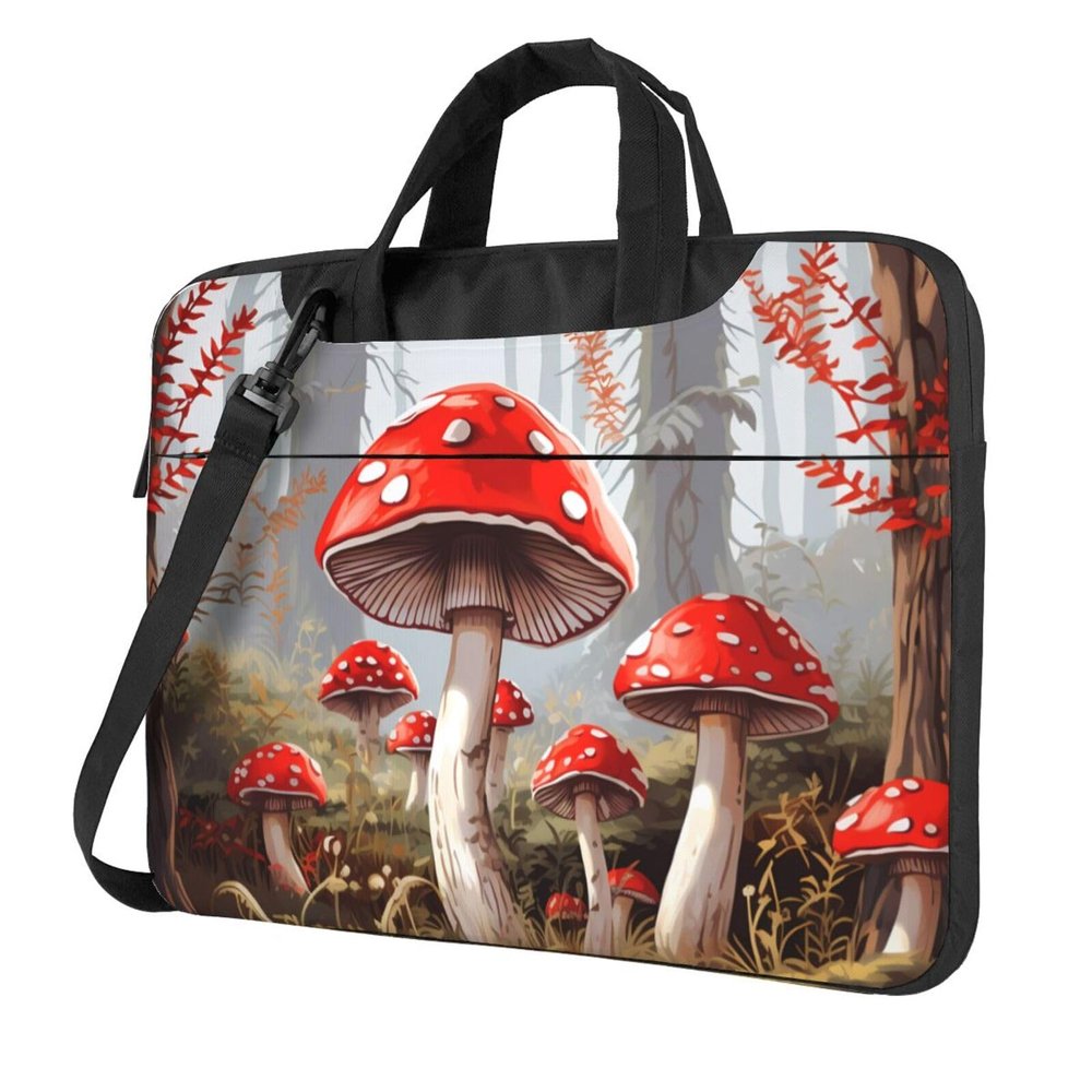BAGGUS Red Mushrooms Print Laptop Bag Neoprene Notebook Computer Messenger Briefcase Cover Pouch Sleeve W/Adjustable Strap