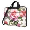 BAGGUS Pink Rosess Print Laptop Bag Neoprene Notebook Computer Messenger Briefcase Cover Pouch Sleeve W/Adjustable Strap view 1