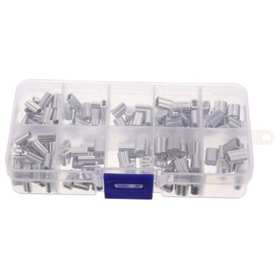Gatuida 150pcs Double Barrel Crimping Loop Sleeves Aluminum Ferrules for Strong Wire and Cable Connections Lightweight and Fishing Crimp Sleeves for Various Applications