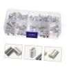 Gatuida 150pcs Double Barrel Crimping Loop Sleeves Aluminum Ferrules for Strong Wire and Cable Connections Lightweight and Fishing Crimp Sleeves for Various Applications view 3