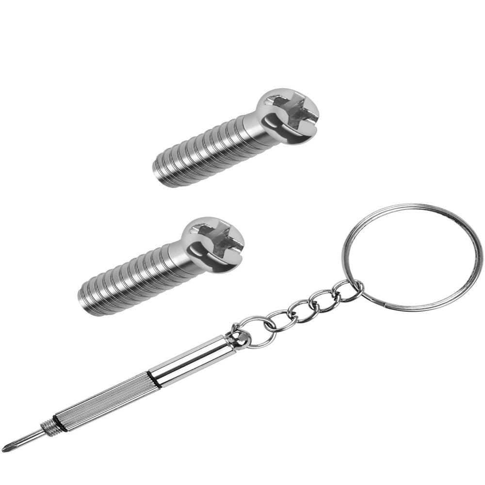 Glintbay 2 Pcs Flat Phillips Screws & 1 Pcs Multifunctional Screwdriver Set for RayBan RB3386/RB3445/RB3445/RB3393/RB3445 Sunglasses