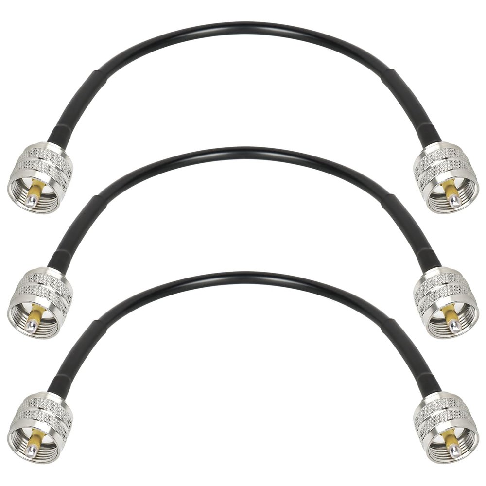 MOOKEERF RG8x Jumper Cable 1ft,3 Pack CB Coax Cable PL259 UHF Connector 50 ohm Low Loss for Ham Radio,Antenna Analyzer,Dummy Load,SWR Meter