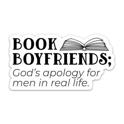 (3PCs) Book Boyfriends God's Apology for Men in Real Life Sticker, Smut Bookish Reading Stickers, Romance Book Lovers Kindle Stickers Waterproof Vinyl Decals for Laptop Notebook Water Bottle 3 Inches