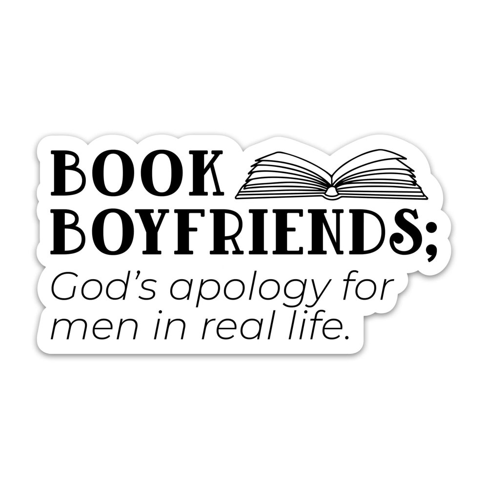 (3PCs) Book Boyfriends God's Apology for Men in Real Life Sticker, Smut Bookish Reading Stickers, Romance Book Lovers Kindle Stickers Waterproof Vinyl Decals for Laptop Notebook Water Bottle 3 Inches