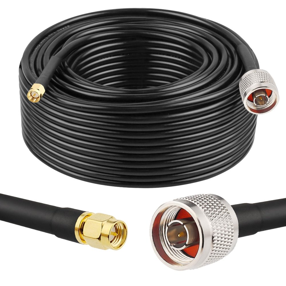 MOOKEER RG58 N Male to SMA Male Cable - 100FT Low Loss SMA to N Cable 50 Ohm for WiFi Router,GPS Receiver,Antenna,Signal Booster Use