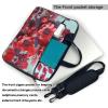 BAGGUS Red Pink Flowers Print Laptop Bag Neoprene Notebook Computer Messenger Briefcase Cover Pouch Sleeve W/Adjustable Strap view 3