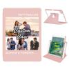 360 Degree Rotate Personalized Photo Case for 2018/2017 iPad 9.7 Inch 5th / 6th Gen with Pencil Holder,Custom Multi Photo Collage Picture Tablet Protective Cover,Smart Auto Sleep/Wake,Pink view 1