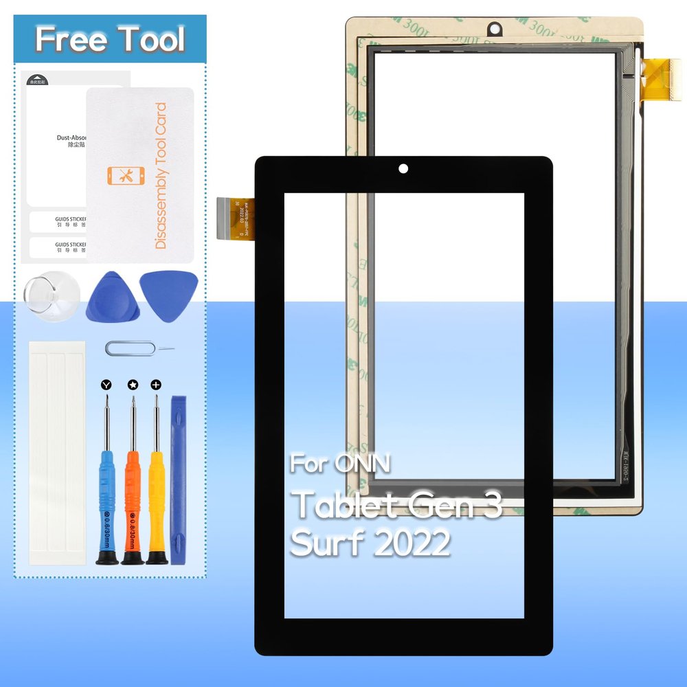 Touch Screen Digitizer for ONN 7" Tablet Gen 3 Surf 2022 100071481 Front Glass Touch Panel Replacement with Tools(Not Include LCD)