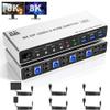 8K@60Hz USB3.0 Displayport KVM Switch 2 Monitors 4 Computers, 4 Port DP1.4 Dual Monitor Displayport KVM Switch with Audio, Microphone and 3 USB3.0, Dual Monitors Displayport KVM Switch for 4PCs view 1