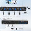 8K@60Hz USB3.0 Displayport KVM Switch 2 Monitors 4 Computers, 4 Port DP1.4 Dual Monitor Displayport KVM Switch with Audio, Microphone and 3 USB3.0, Dual Monitors Displayport KVM Switch for 4PCs view 2