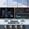 8K@60Hz USB3.0 Displayport KVM Switch 2 Monitors 4 Computers, 4 Port DP1.4 Dual Monitor Displayport KVM Switch with Audio, Microphone and 3 USB3.0, Dual Monitors Displayport KVM Switch for 4PCs view 3