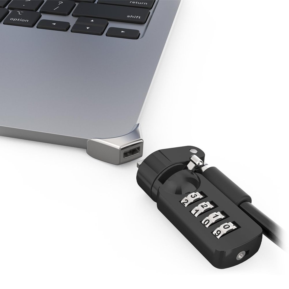 Compulocks Ledge Lock Adapter for MacBook Air 15" M2-M4 - Combination Cable Lock in Silver & Black, Secure Laptop Theft Protection Design, Anti-Theft Locking Solution for MacBook Air
