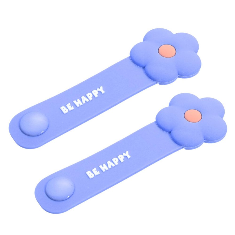 Hemobllo Silicone Cable Organizer - 2 Pcs Cute Cable Ties Cartoon Cable Straps Cord Organizer Cable Winder Cable Management Earphone Organizer Cord Winder for USB Cables, Blue