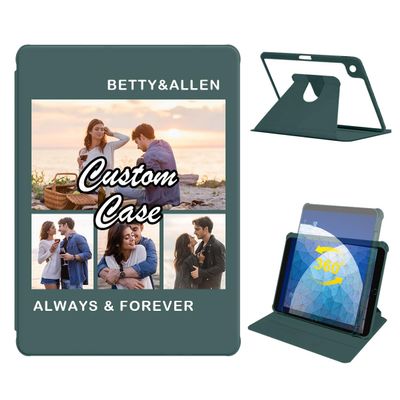 360 Degree Rotate Personalized Photo Case for iPad Air 3 (10.5-Inch 2019, 3rd Gen) with Pencil Holder,Custom Multi Photo Collage Picture Protective Cover,Premium Folio Stand Smart Sleep/Wake,Green