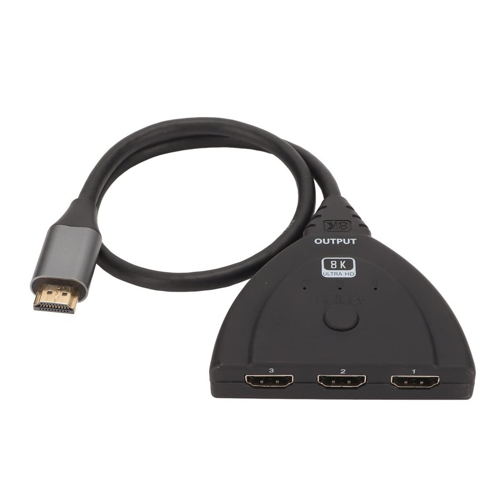 8K HDMI Splitter 3 in 1 Out, 8K 60hz HDMI Selector HDMI Duplicator, HDR 10, HDCP 2.3, HDMI 2.1 HD Multimedia Interface Switcher Video HDMI Hub for TVs, No Setup