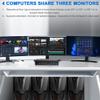 clickfish 8K@60Hz USB3.0 DisplayPort KVM Switch 3 Monitors 4 Computers, DP1.4 Triple Monitor KVM Switch with Audio Microphone Output and 3 USB3.0 Ports, Black, Manual Switch view 3