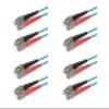 SpeedyFiberTX 4-Pack 8 Meter FC to FC Fiber Optic Patch Cable, Red and Black Boots, Corning ClearCurve Multimode OM4 50/125um Optical Fiber, Duplex Aqua Riser OFNR Cable Jacket view 1