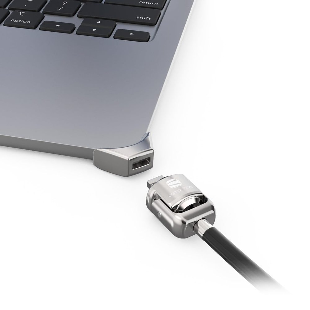 Compulocks Ledge Lock Adapter for MacBook Air 15" M2-M4 - Keyed Cable Lock in Silver & Black, Secure Laptop Theft Protection Design, Anti-Theft Locking Solution for MacBook Air