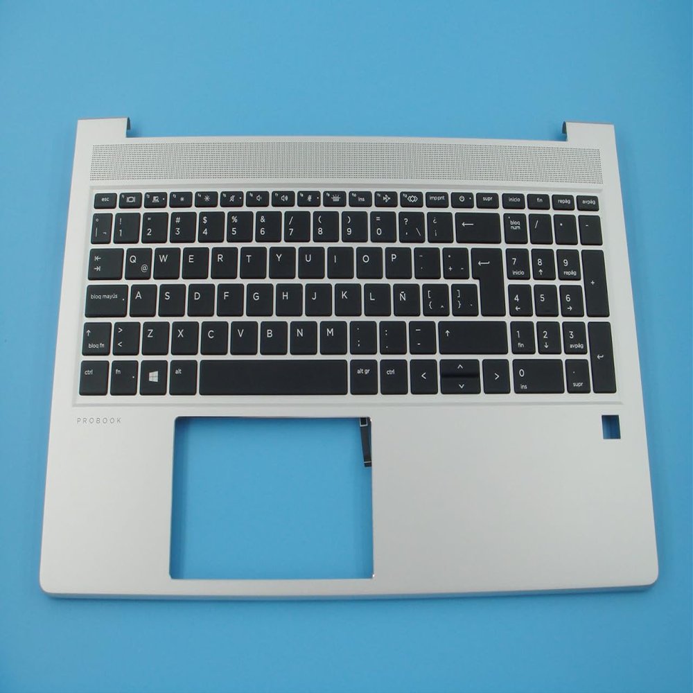 Bayjebu Parts for HP ProBook 450 455 G8 15.6" Palmrest Keyboard Bezel Latin-Spanish Backlit Silver M78509-161