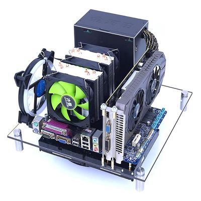 PC Open Chassis Computer Heat Dissipation Case Acrylic MATX ITX Motherboard Test Bench Platform DIY Computer Case with Metal Switch