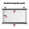 KEBER Projector Screen 60 inch 72 inch 80 inch, Projection Screen 4:3 16:9 Ratio, 1.1 Gain HD Wrinkle-Free Portable Movie Screen for Projector Home Cinema School Office (Size : 60"" (4:3)) view 2