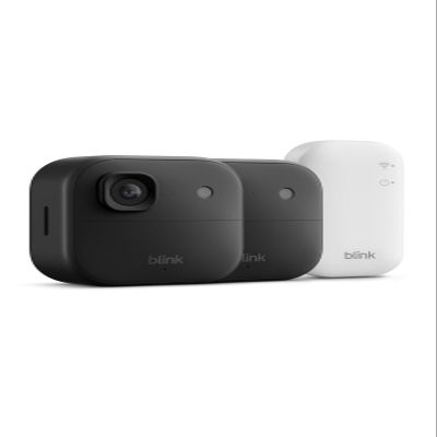 Blink Outdoor 2K+ (newest model) with 1-Year Plus plan 2K video resolution, Color Vision in low light, and noise cancellation. Sync Module included 2 camera system (Black)
