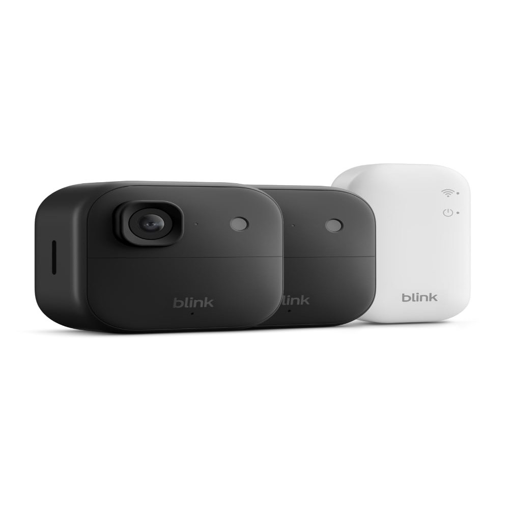 Blink Outdoor 2K+ (newest model) with 1-Year Plus plan 2K video resolution, Color Vision in low light, and noise cancellation. Sync Module included 2 camera system (Black)
