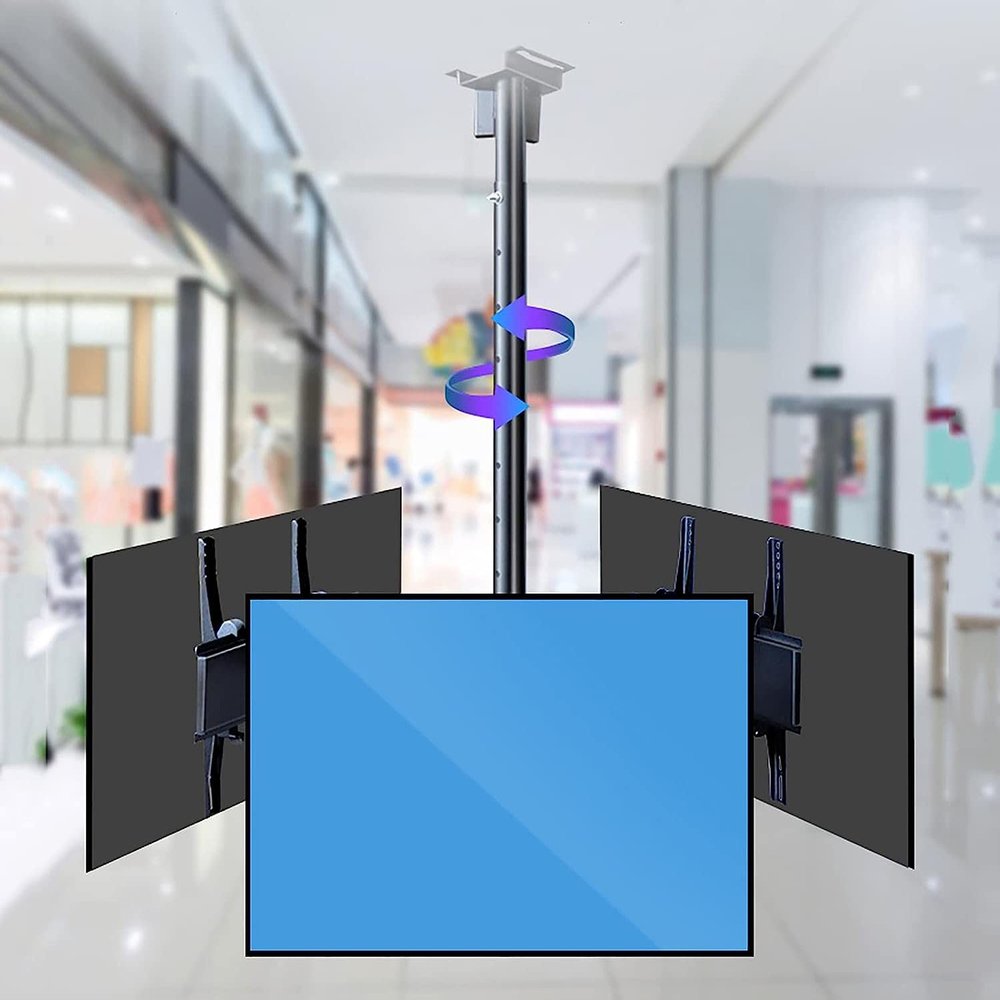DrabEx TV Wall Mount Triple Sided Ceiling TV Mount, for 32-75 Inch Flat TVs Up to 150kg, Mount On Flat Roofs Or Sloping Ceilings, Multiple VESA Patterns TV Mount