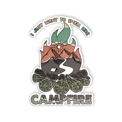 I Just Want to Smell Like Camfire Sticker Funny Camping Outdoor Stickers Wilderness Nature Waterproof Vinyl Stickers for Water Bottle Laptop Hydroflask Phone Case, Car Truck Stickers(2 inch)