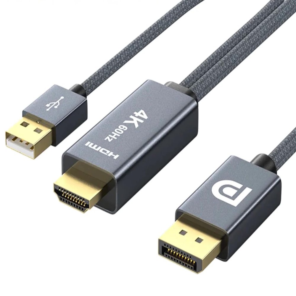 innov8 HDMI to Displayport with USB 2.0 Audio Video Cable 4K/60Hz, Black