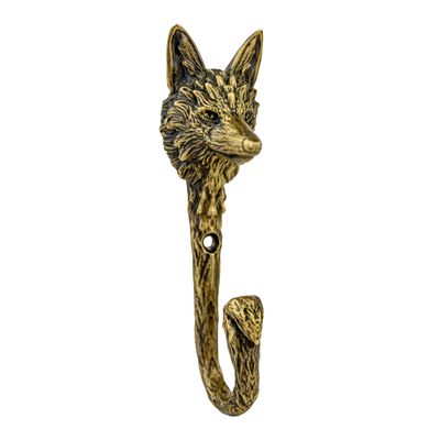TUTURA LUTSS Fox Decorative Hanging Metal Wall Hook.Hanger Organizer. Handmade. for Kitchen Living Room Bathroom. Rack Hangers for Hanging Coats Towels Keys Hats Purse Backpacks. Unique Design. Brass