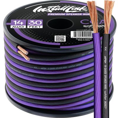 Install Link 14 AWG Gauge Speaker Wire Cable (30 Feet) Stereo, Car or Home Theater, CCA