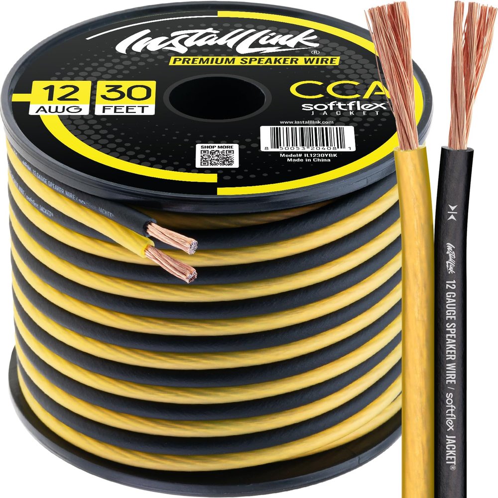 Install Link 12 AWG Gauge Speaker Wire Cable (30 Feet) Stereo, Car or Home Theater, CCA
