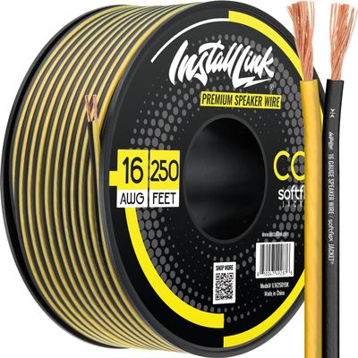 Install Link 16 AWG Gauge Speaker Wire Cable (250 Feet) Stereo, Car or Home Theater, CCA