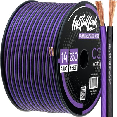 Install Link 14 AWG Gauge Speaker Wire Cable (250 Feet) Stereo, Car or Home Theater (CCA)