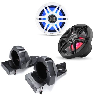 Clarion Marine 6.5-inch RGB LED Speakers and SSV Works SS-B65U Polaris Slingshot Rear Speaker Pods