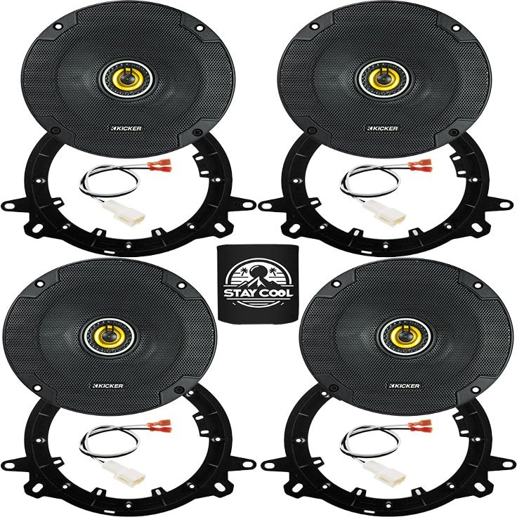 KICKER Speakers 6.5 inch for Toyota C-HR 2018-2020 Upgrade Kit - 4 Pack of CS Series with Adapters and Harness, Coaxial 6 1/2 Car Audio Front and Rear Door Speaker CSC654, 46CSC654