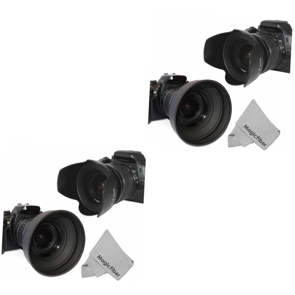 OSALADI 2pcs Rubber Camera Lens Hood with Flower Design and Cleaning Cloth Prevents Glare Reduces Lens Flare Compatible with Lenses