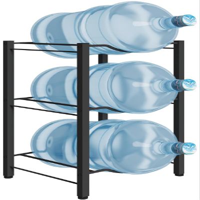 Mocomax 5 Gallon Water Jug Rack - 3 Tier Detachable Bottle Holder Storage Organizer Shelf, Heavy Duty Dispenser Stand for Kitchen, Office, Home, Black