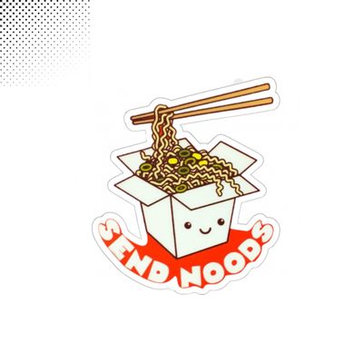 Tgiakisz Funny Ramen Noodles Sticker, Food Sticker, Sticker for Food Lover, Send Noods Sticker, 2x2in, White