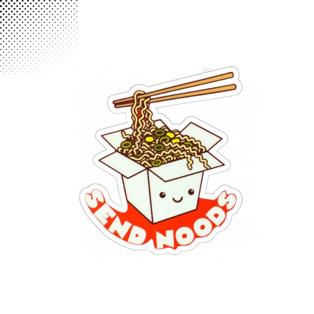 Tgiakisz Funny Ramen Noodles Sticker, Food Sticker, Sticker for Food Lover, Send Noods Sticker, 2x2in, White