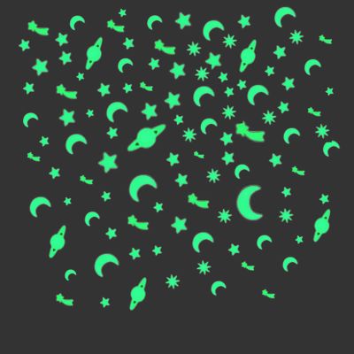 109 Pcs Fluorescent Stickers, Mixed Small Glowing at Night Star, Moon and Meteor Dark Wall Stickers for Decoration for Home, Also Best Gifts for Birthday and Festival (109)