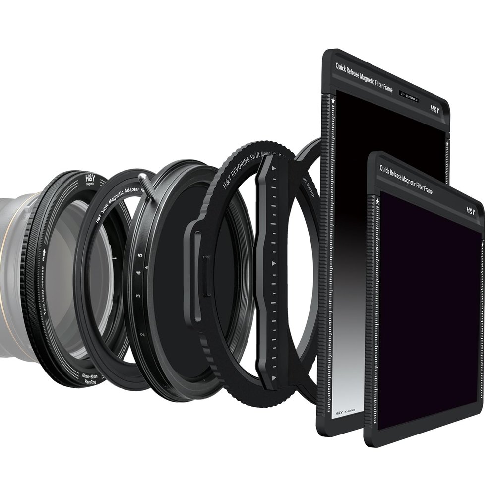 H&Y Swift Camera Lens Filter Sets Variable ND3-32 Filter 67-82mm Variable and 67-82mm Fix Sized Magnetic Step Up Rings, Bridge Ring, 100mm Lens Filter Holder, ND1000, Soft GND 0.9 Lens Filter