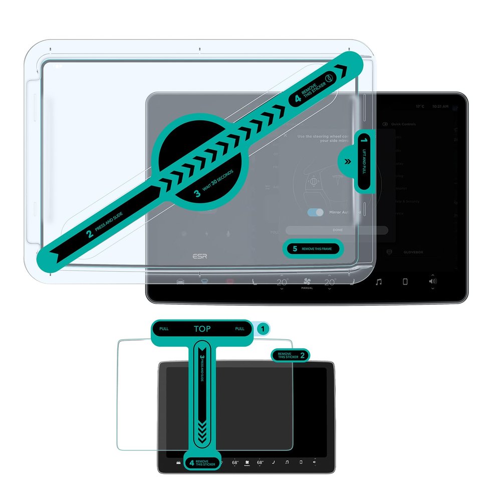 ESR Tempered-Glass Screen Protector for Tesla Model 3 Highland (2024), Matte Glass Film with Alignment Kit, Scratch and Shock Resistant, Bubble Free and Fingerprint Resistant