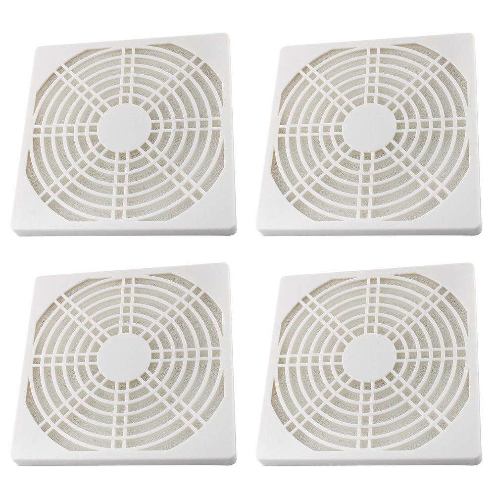 Adyoney 4 Pcs 120mm White Square Plastic Cooling Fan Filter Cover